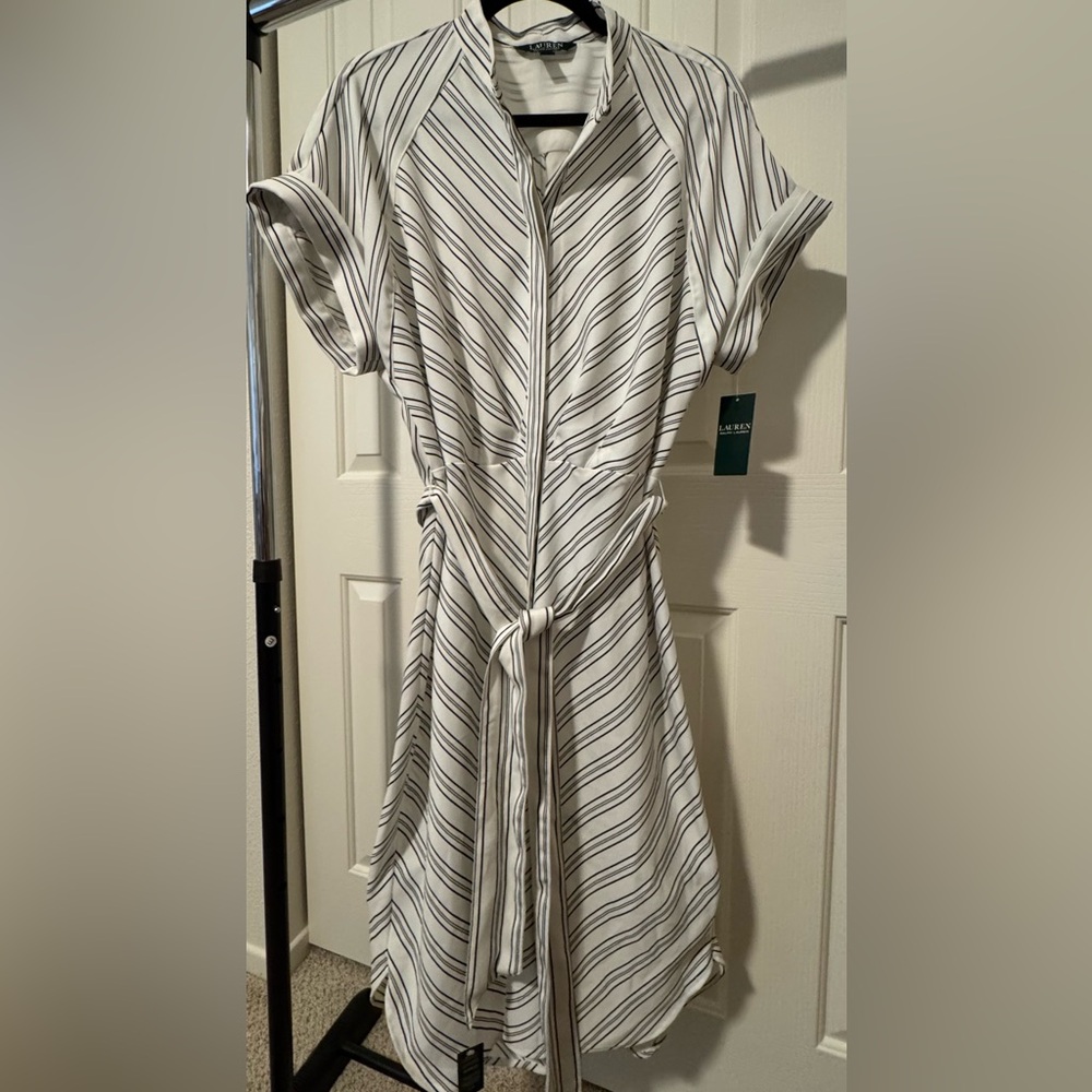 🔥 NWT Lauren Ralph Lauren stripped shirt dress size 14 - Picture 8 of 11